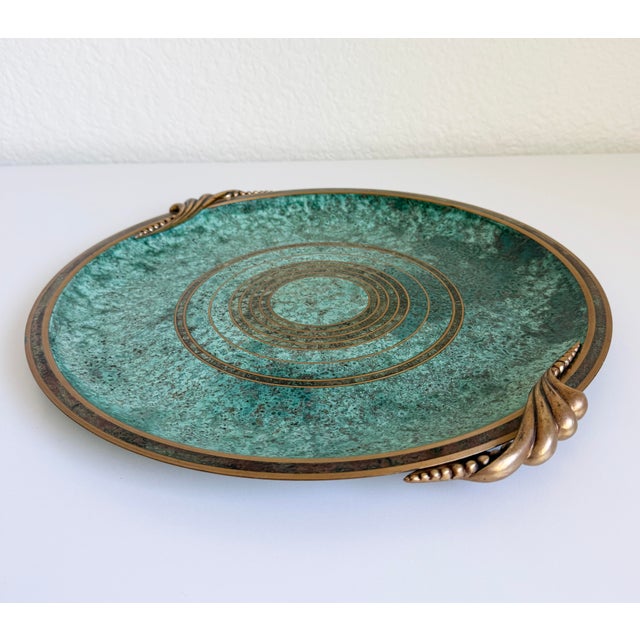 1930s Carl Sorensen Bronze Verdigris Art Deco Serving Bar Tray For Sale - Image 10 of 13