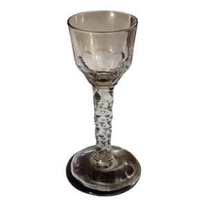 18th / 19th Century Georgian Anglo Irish Facet Cut Stem Crystal Wine Glass 1800