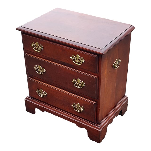 Mid 20th Century Chippendale Style Three Drawer Chest of Drawers / Nightstand For Sale