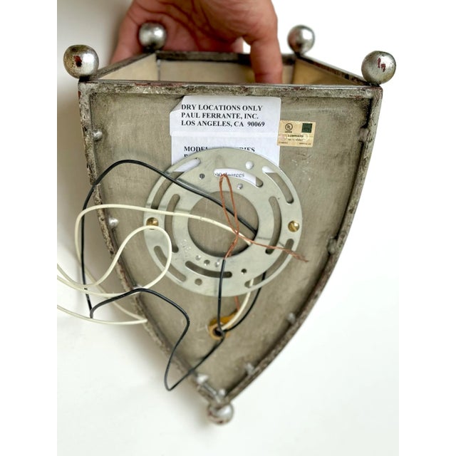 Wall Sconce: Paul Ferrante Vintage Art Deco Style Sconce, Iron and Silver Gilt Wall Light For Sale - Image 11 of 11