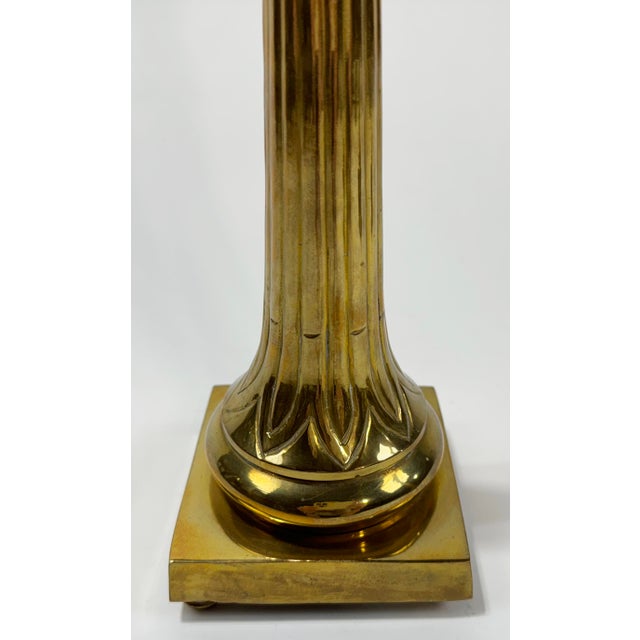 Metal Vintage Grand Fluted Brass Candlesticks, a Pair For Sale - Image 7 of 8