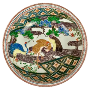 Japanese Meiji Period Imari Porcelain Deep Bowl With Hand Painted Scene