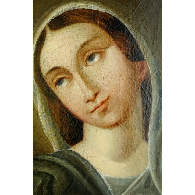 Madonna of Sorrows, 1800s, Oil on Canvas For Sale - Image 6 of 15