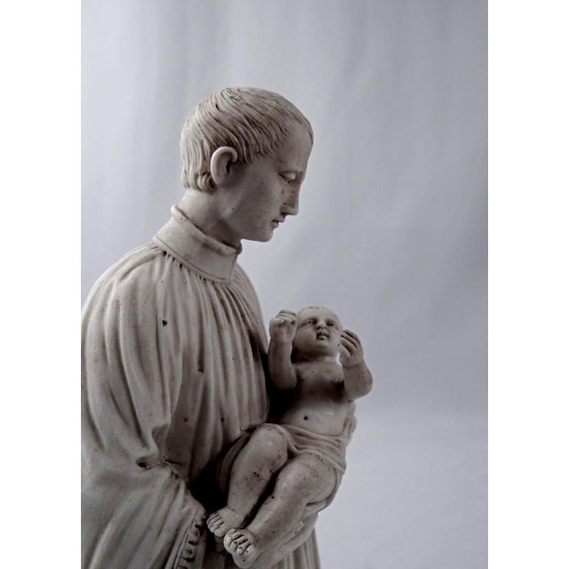 Ceramic and Bisque Saint Anthony of Padua with the Child Jesus, 19th Century For Sale - Image 11 of 13