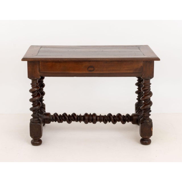 French Louis XIII Rectangular Walnut Table With Single Drawer For Sale - Image 3 of 9