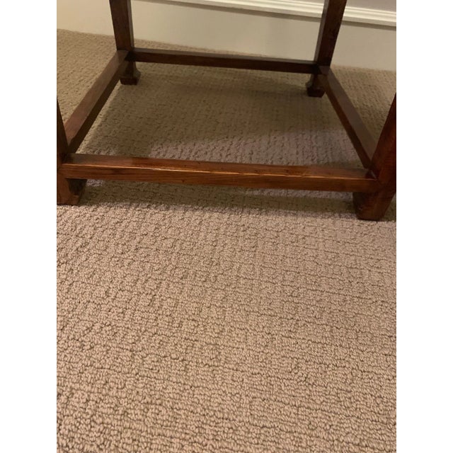 Brown Chinese Stools With Woven Rattan Top - a Pair For Sale - Image 8 of 10