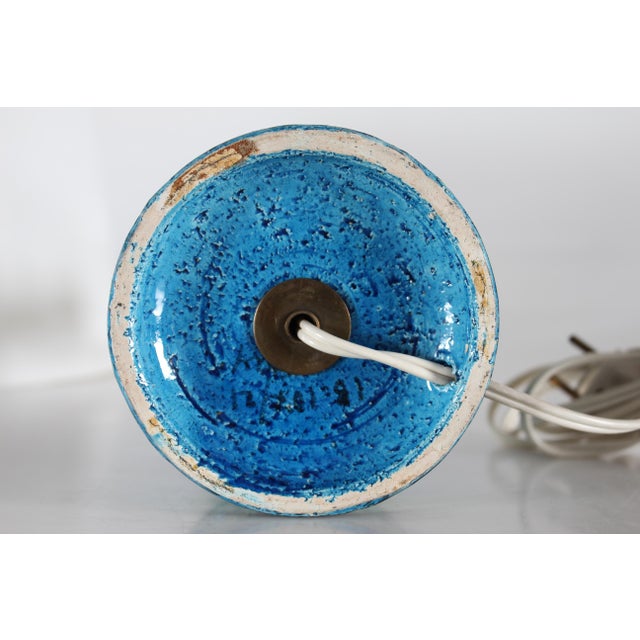 Italian Modern Blue and Green Glazed Table Lamp by Aldo Londi for Bitossi, 1960s For Sale - Image 10 of 12