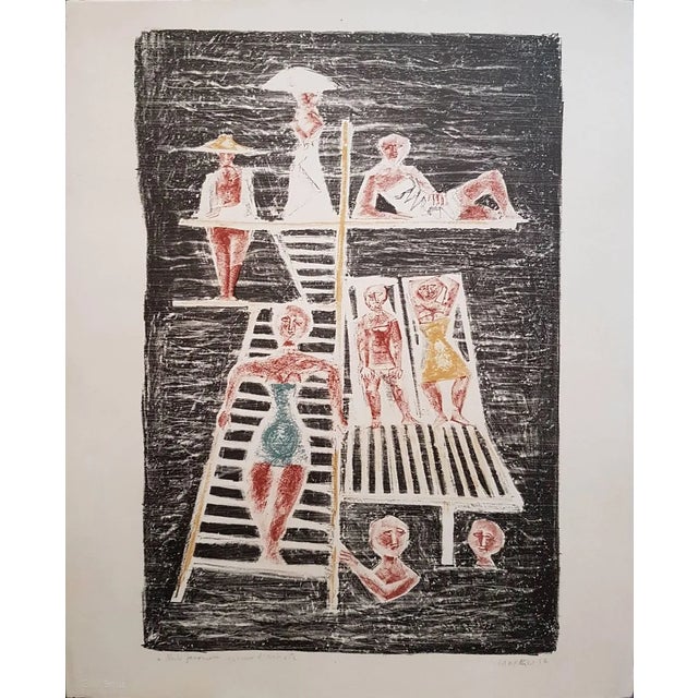 Il Trampolino - Original Lithograph by Massimo Campigli - 1954 1954 For Sale