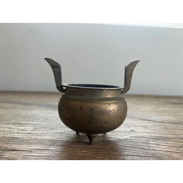 1970s Vintage 1970s Chinese Brass Tripod Censer Incense Burner For Sale - Image 5 of 5