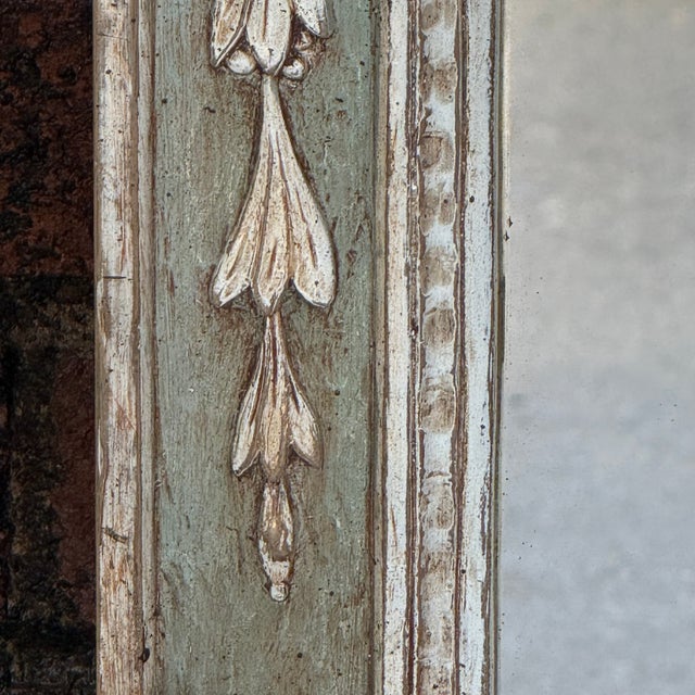 Mid 20th Century Swedish Gustavian Style Trumeau Wall Mirror With Laurel Swags - Newly Painted For Sale - Image 13 of 18