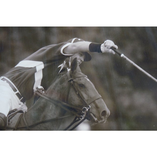 Trowbridge Black & White Polo Players Equestrian Horse Photograph Print Burl 25" For Sale - Image 6 of 10