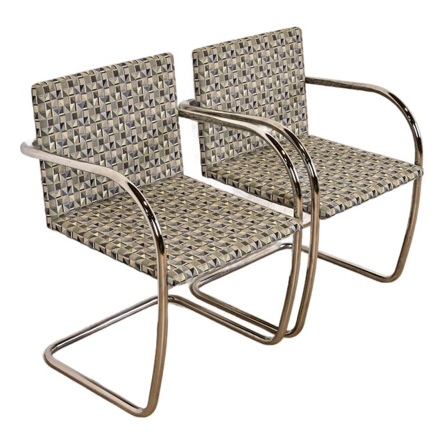 Mies Van Der Rohe for Knoll Chrome Brno Chairs, Pair For Sale
