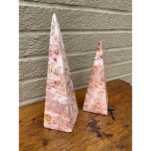 English Pink Marble Obelisks With Dramatic Veining, a Pair For Sale - Image 3 of 9