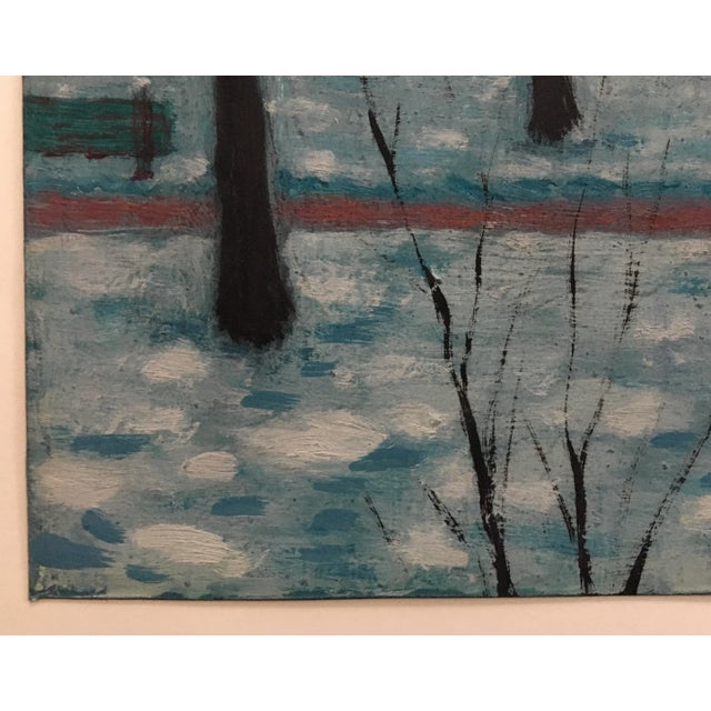 1930s 1930s Swiss Winter Landscape Oil Painting on Paper by Georges Froidevaux For Sale - Image 5 of 13