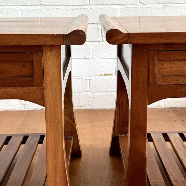 Brown Scroll-Top Nightstands in Indian Rosewood, Set of 2 For Sale - Image 8 of 11