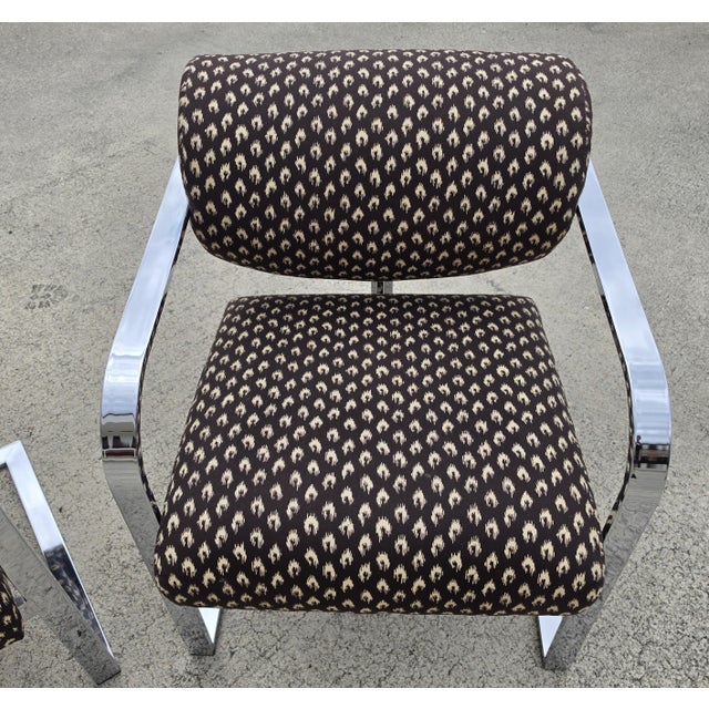 Milo Baughman for Thayer Coggin 1970s Postmodern Chrome Cantilever Armchairs Pair For Sale In Miami - Image 6 of 18
