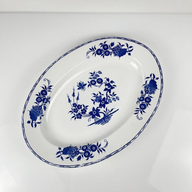 Ceramic Oval Grand Bouquet Platter from Boch Frères, La Louvière, Belgium, 1920 For Sale - Image 7 of 7
