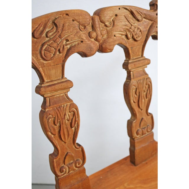 1950s Folk Art Plank Chair with Mythical Creatures, Italy, 1950 For Sale - Image 5 of 8