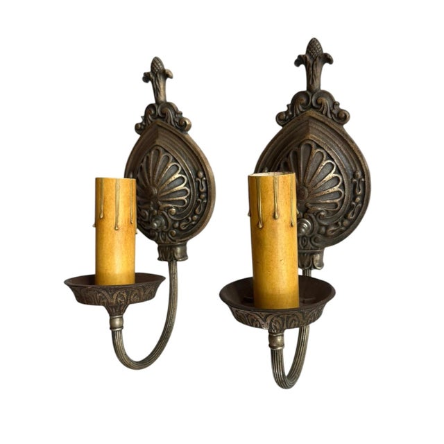 Metal Antique Bronzed Finished Single Wall Sconces For Sale - Image 7 of 10