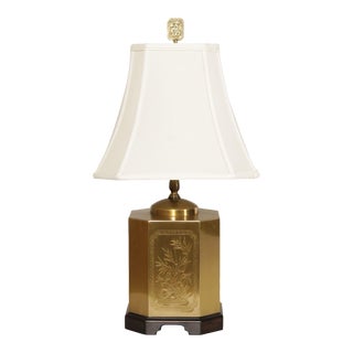 Wildwood Chinoiserie Etched Brass Tea Canister Lamp For Sale