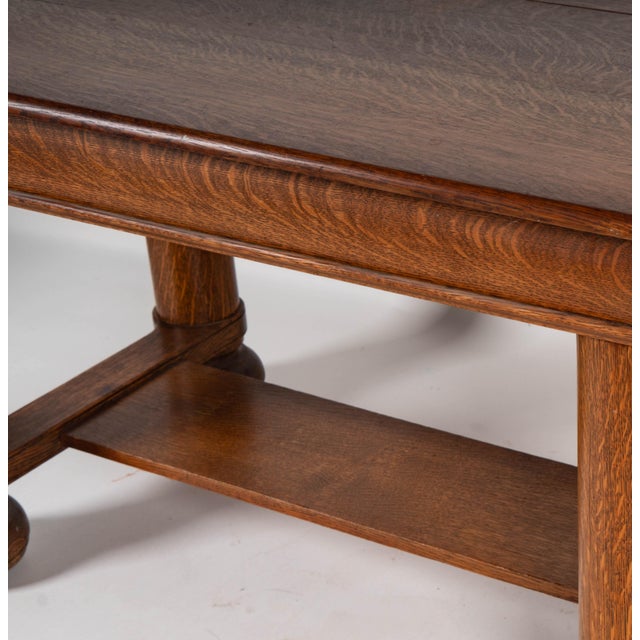 Antique Arts & Crafts Oak Writing Table / Console For Sale - Image 12 of 15