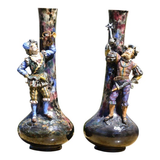 Glazed Ceramic Vases, 1920s, Set of 2 For Sale