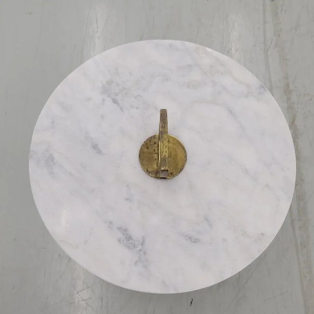 Mid 20th Century Vintage Art Deco Brass and Marble Drinks Side Table For Sale - Image 5 of 7