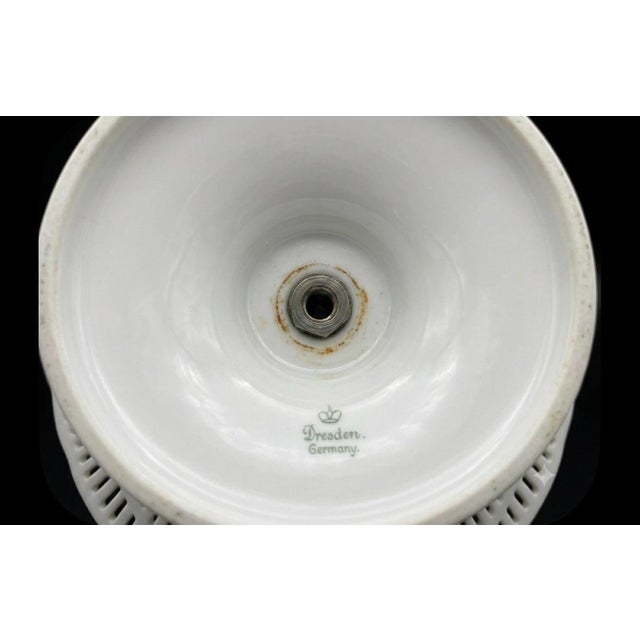 White Antique German Carl Thiem Dresden Reticulated Porcelain Footed Dessert Tazza/Compote For Sale - Image 8 of 8