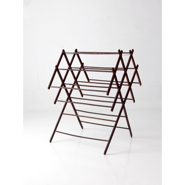 Antique Primitive Folding Wood Drying Rack For Sale - Image 6 of 18