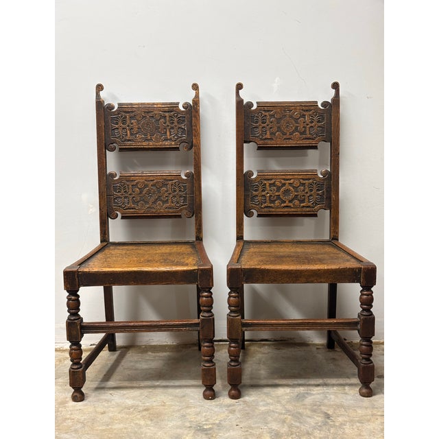 Gothic Antique English Chairs - A Pair For Sale - Image 3 of 6