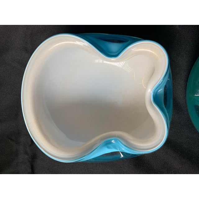 Barbini Curated Collection of Murano Art Glass Bowls by Alfredo Barbini in Shades of Blue Set of 4 For Sale - Image 4 of 12
