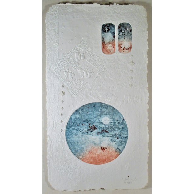 This artwork "l'Autre Monde (The Other World)" c.1980 is a 3 D cast paper, with color etching and gold addition by...