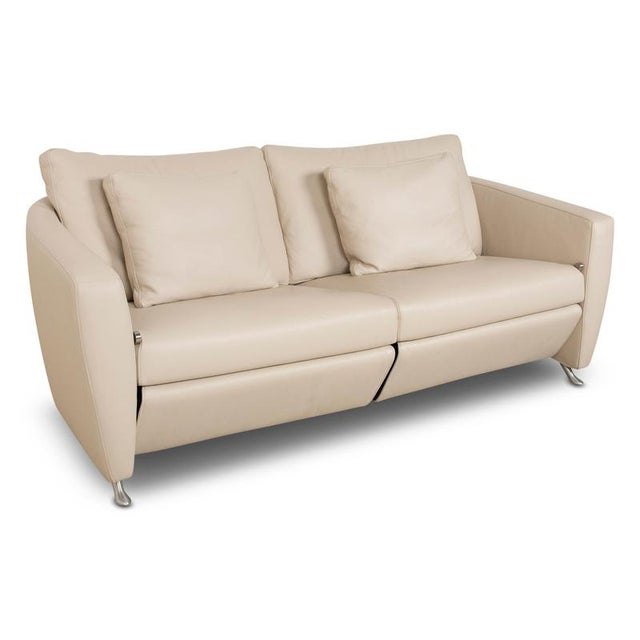 Modern FSM Sesame Three-Seater Sofa in Leather For Sale - Image 3 of 12