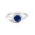 Contemporary 10K White Gold Blue Sapphire and 3/8 Cttw Diamond Halo Jewelry Set (Earrings, Pendant & Ring) For Sale - Image 3 of 6