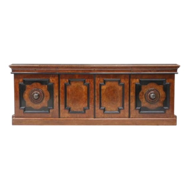 Early 20th Century English Sideboard Burlwood & Ebonized W/ Marble Inset For Sale