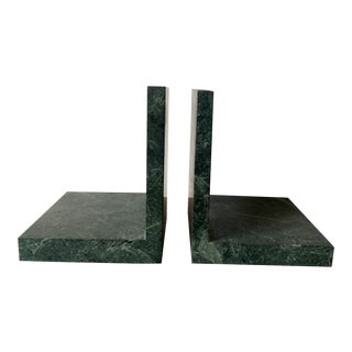 Vintage 1970s Green Stone Bookends - a Pair For Sale