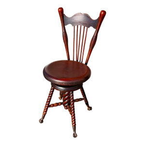 Antique Mahogany High Back Swivel Organ Stool Claw Feet Chase Parker 1880