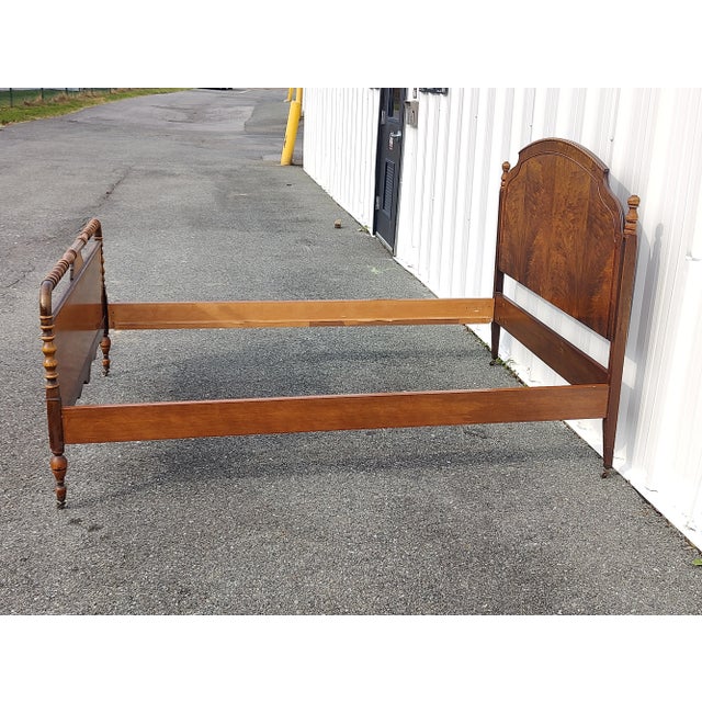 Wood Vintage Jacobean Revival Walnut & Maple Full/Double Size Bed Frame For Sale - Image 7 of 12