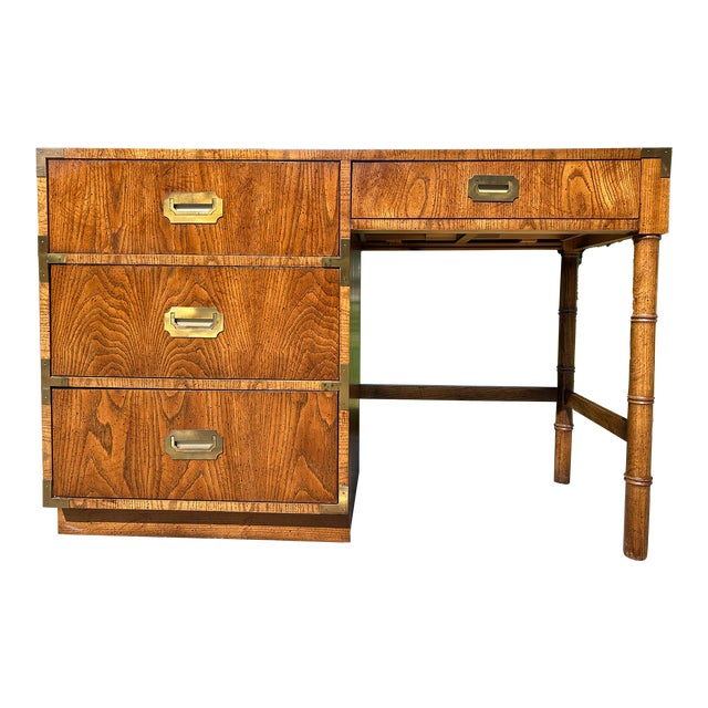 Mid Century Campaign Style Desk by Dixie Furniture For Sale