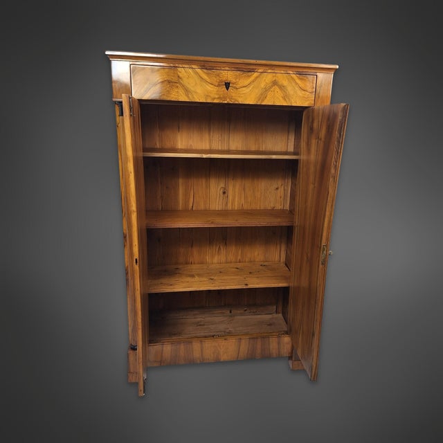 Biedermeier Vertico Half-Cabinet with Half-Columns in Walnut, Germany, 1820s For Sale - Image 5 of 14