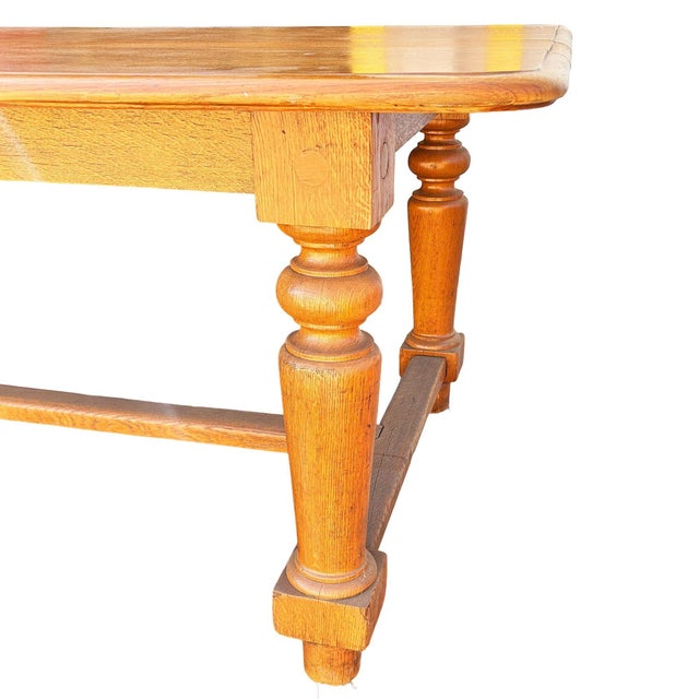 Mid 19th Century Mid 19th Century Hand-Carved Oak South Shore Massachusetts Long Farmhouse Dining Table - 11 Ft Long For Sale - Image 5 of 6