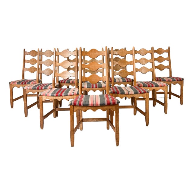 Set of Ten Dining Chairs by Henning Kjaernulf For Sale