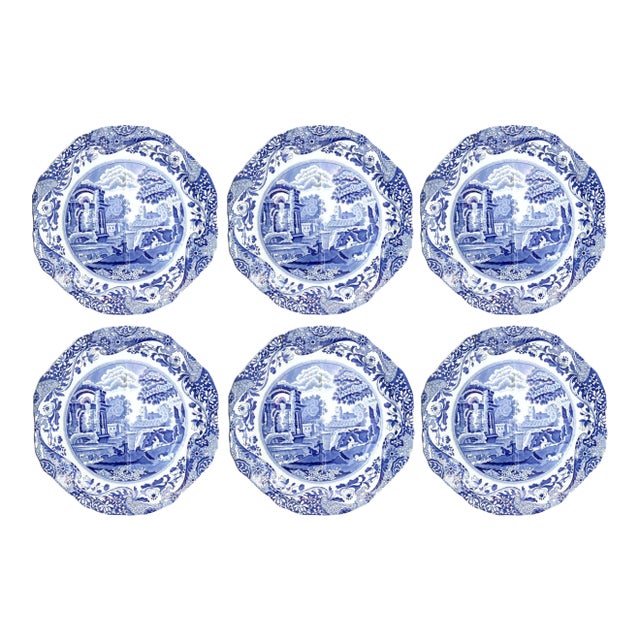 1930s Spode Italian Divided Luncheon Plates - Set of 6 For Sale