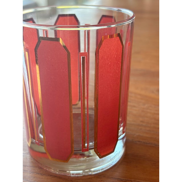 Rose Vintage Georges Briard 22k Paneled Low Ball Glass Set of 4 For Sale - Image 8 of 10