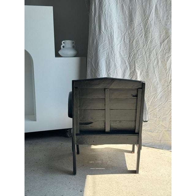 Black Small Asian Armchair in Black Upcycled Wooden Slats For Sale - Image 8 of 13