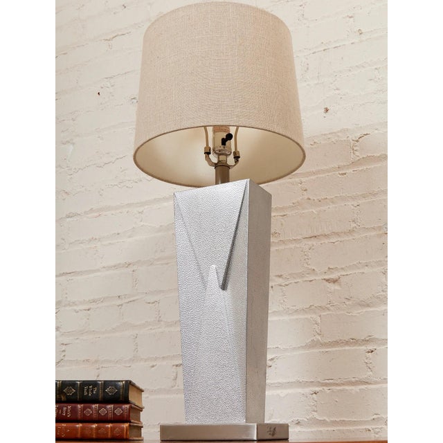 Silver Mid 20th Century Silver Tone Designer Lamp For Sale - Image 8 of 10