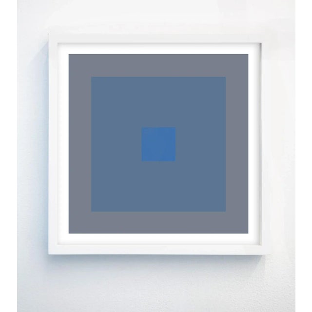 Abstract Modern Cool Tones Geometric Prints Unframed - Set of 4 , 24" X 24" in White Frames For Sale - Image 3 of 6