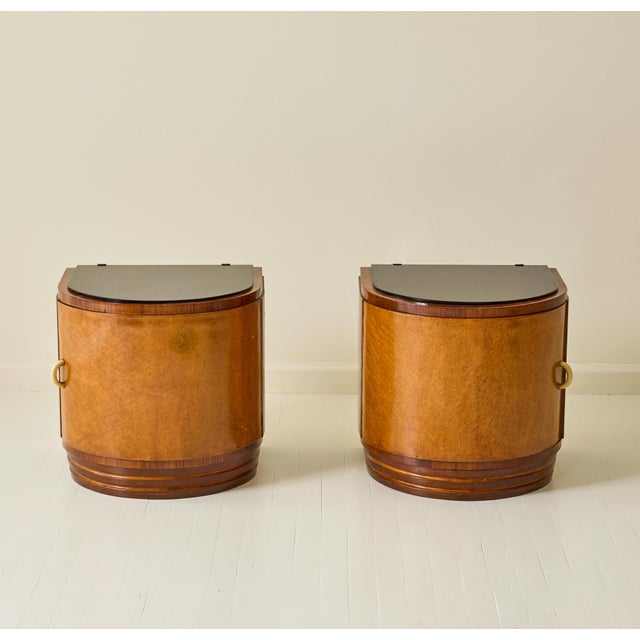 Brown Italian Art Deco Bedside Tables, a Pair, 1940s For Sale - Image 8 of 10