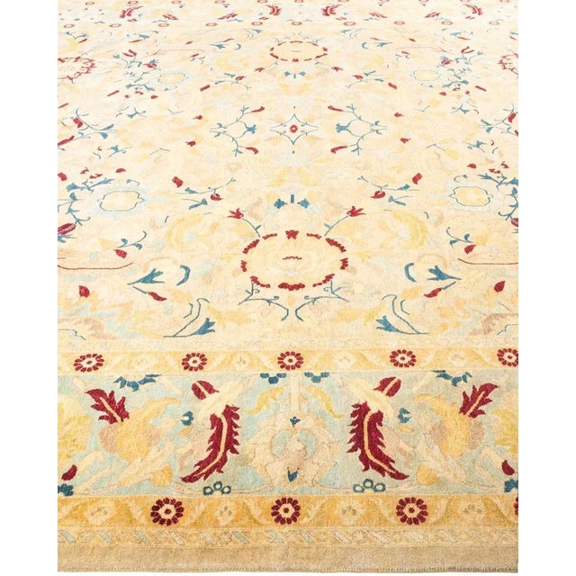 Solo Rugs Mogul, One-of-a-Kind Hand-Knotted Area Rug in Ivory, 9' 1" x 12' 1" For Sale - Image 4 of 8