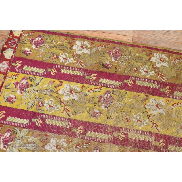 Mauve Antique Zabihi Collection Ghiordes Small Floral Runner - 3'6" x 7' For Sale - Image 8 of 10